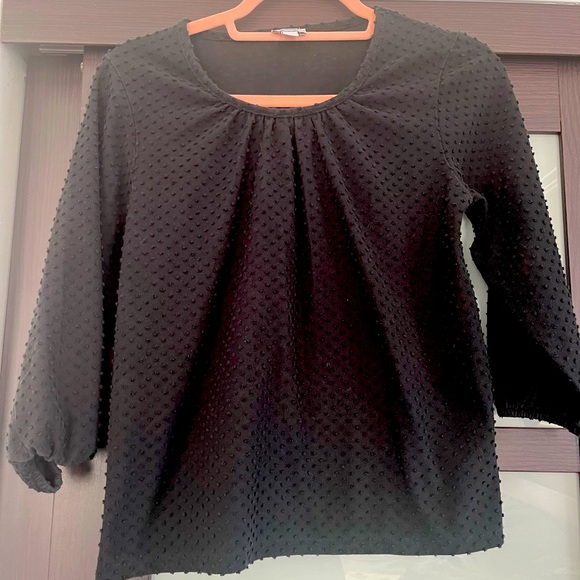 Women’s clip dot crew neck top in black by J Crew Factory - Picture 1 of 3